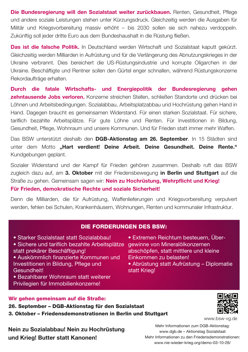 PDF-Seite 2 von BUTTER STATT KANONEN Soziale Sicherheit statt Aufrüstungswahn!