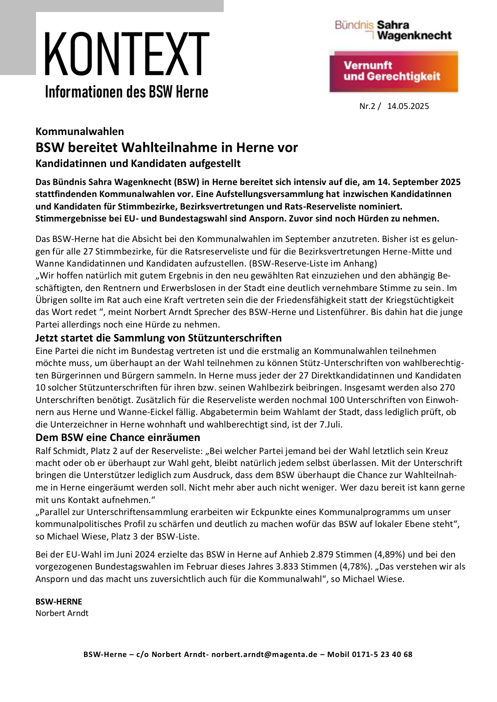 Vorschau der ersten Seite: September 2025 stattfindenden Kommunalwahlen vor.